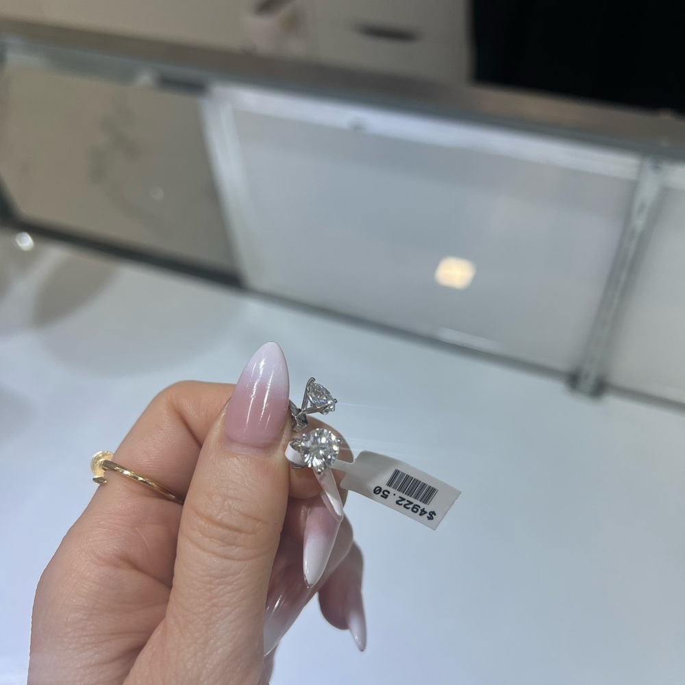 CVD lab diamond earrings. Martini setting, 3.14 TOTAL carat